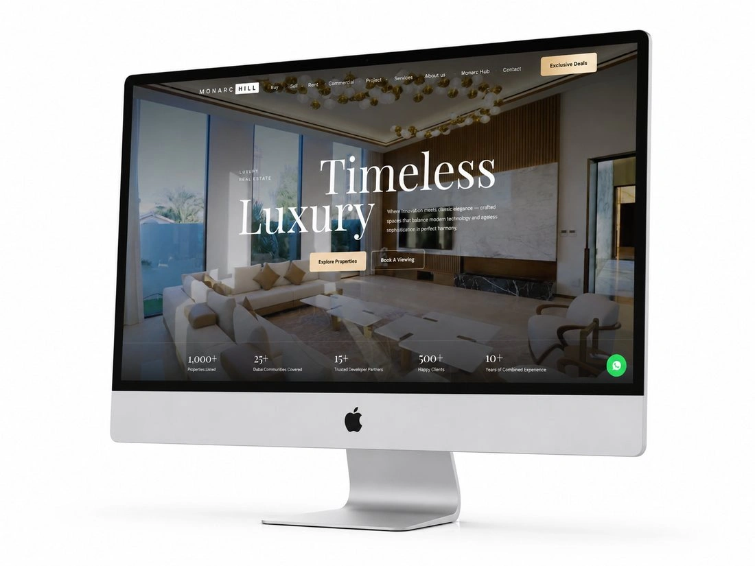 The new Monarc Hill website shown on an iMac