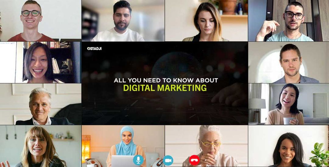 Live Ostadji digital marketing class — participants on a group video call
